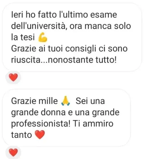 Testimonianza di ammirazione per la Dottoressa Prosperi, riconosciuta come guida preziosa e professionista d’eccellenza nel superare ostacoli personali e raggiungere traguardi importanti come l’università